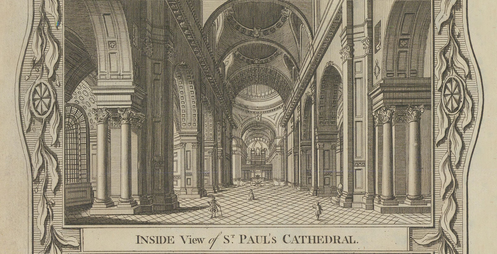 View of the inside of St Paul's Cathedral, London. THORNTON 1784 old print